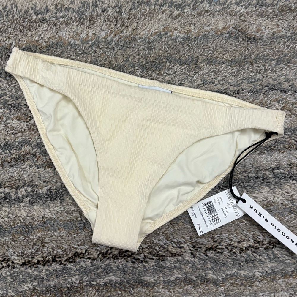 Robin Piccone Perla Eggshell Bikini Bottom Sz Large NWT | Robin Piccone Bottoms